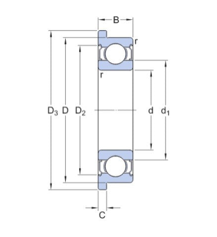 SKF W 638/4 R-2Z (SF684-2Z) stalowe łożysko kulkowe z kołnierzem