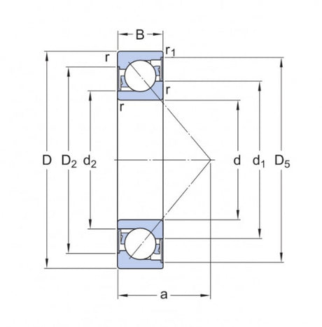 SKF 7303 BE-2RZP łożysko kulkowe z kątowym stykiem