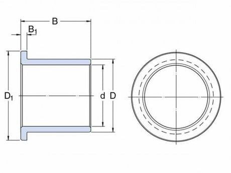 SKF PBMF 304030 M1G1 tuleja łożyska ślizgowa z opaską, masywna brązowa