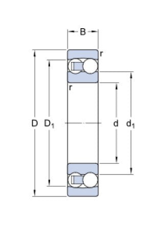 SKF 1307 ETN9 łożysko kulkowe skośne dwurzędowe