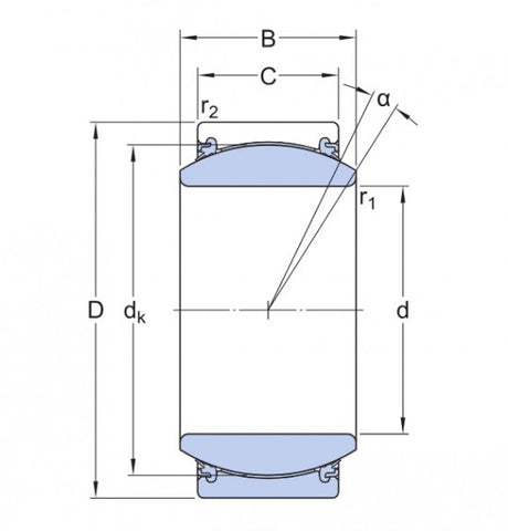 SKF GE 35 TXE-2LS (GE 35-UK-2TS) bezobsługowe łożysko kulowe, stal/PTFE