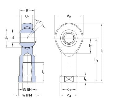 SKF SIKB 18 F głowica kulowa, gwint wewnętrzny prawy, stal/PTFE FRP