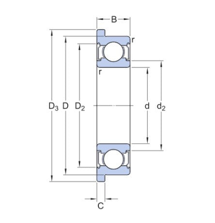 SKF W 623 R-2Z (SF623-2Z) stalowe łożysko kulkowe z kołnierzem